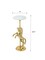 Swan Side Table with White Marble Top | Decorative Sculptural End Table | Aluminum Base | Gold Accent Table for Living Room | 10x10x25.5"
